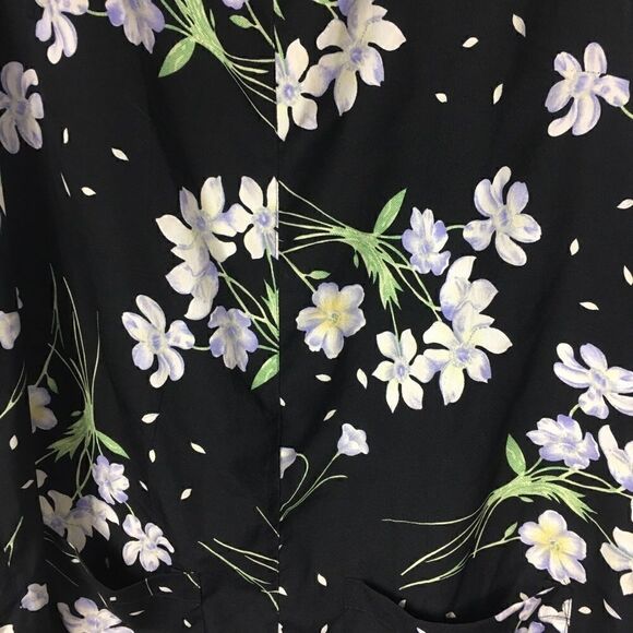 Top shop black white floral size 12 romper button closure on sleeves - Picture 2 of 8